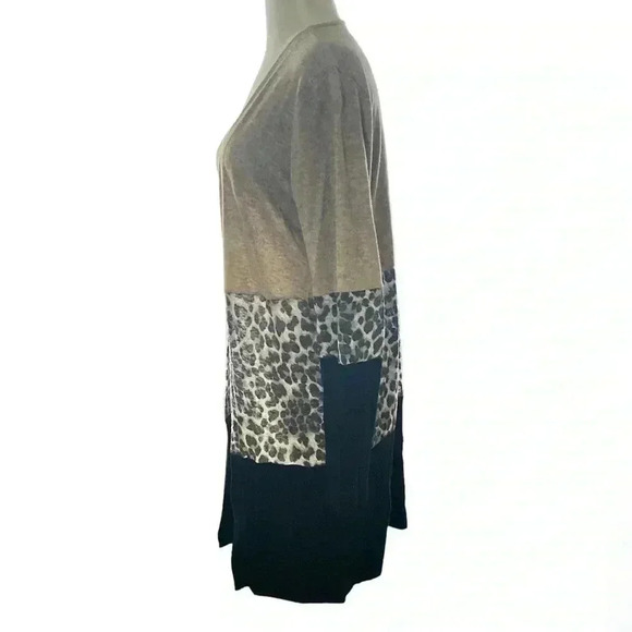 Daytrip Long open front cardigan sweater great condition color Tan Leapord Black - Picture 5 of 7